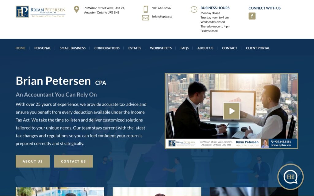 Brian Petersen CPA — website by MX Web Solutions