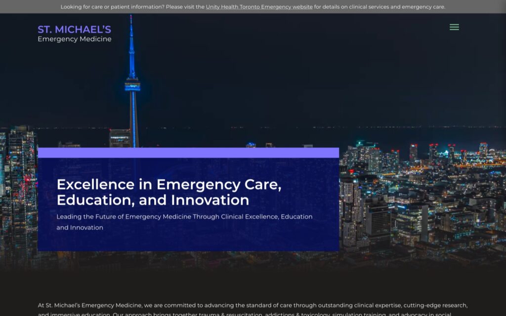 St. Michael's Emergency Medicine website screenshot